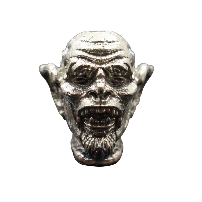 화이트 황동 뱀파이어 스켈레톤 헤드 나이프 비즈 DIY 끈 펜던트 키 체인 야외 도구, zompie Skull Key ring Accessories